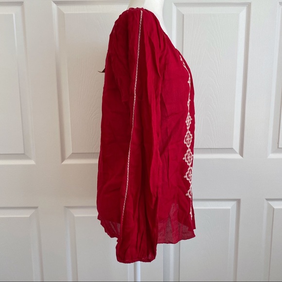 Lucky Brand embroidered peasant boho tunic red NWT - Picture 5 of 9